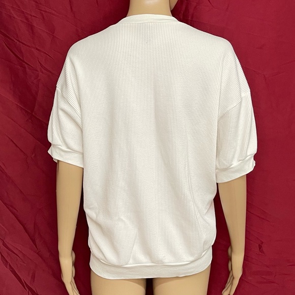 Vintage 1980’s L.A. Dreamin’ Lace Overlay Short Sleeve Knit Top XL - Picture 6 of 7